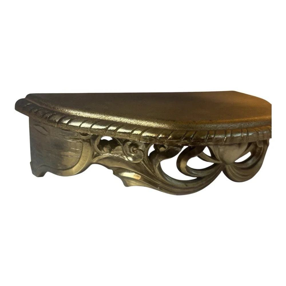 Vintage Homco Wall Shelf #3072 Gold Hollywood Regency 11.5